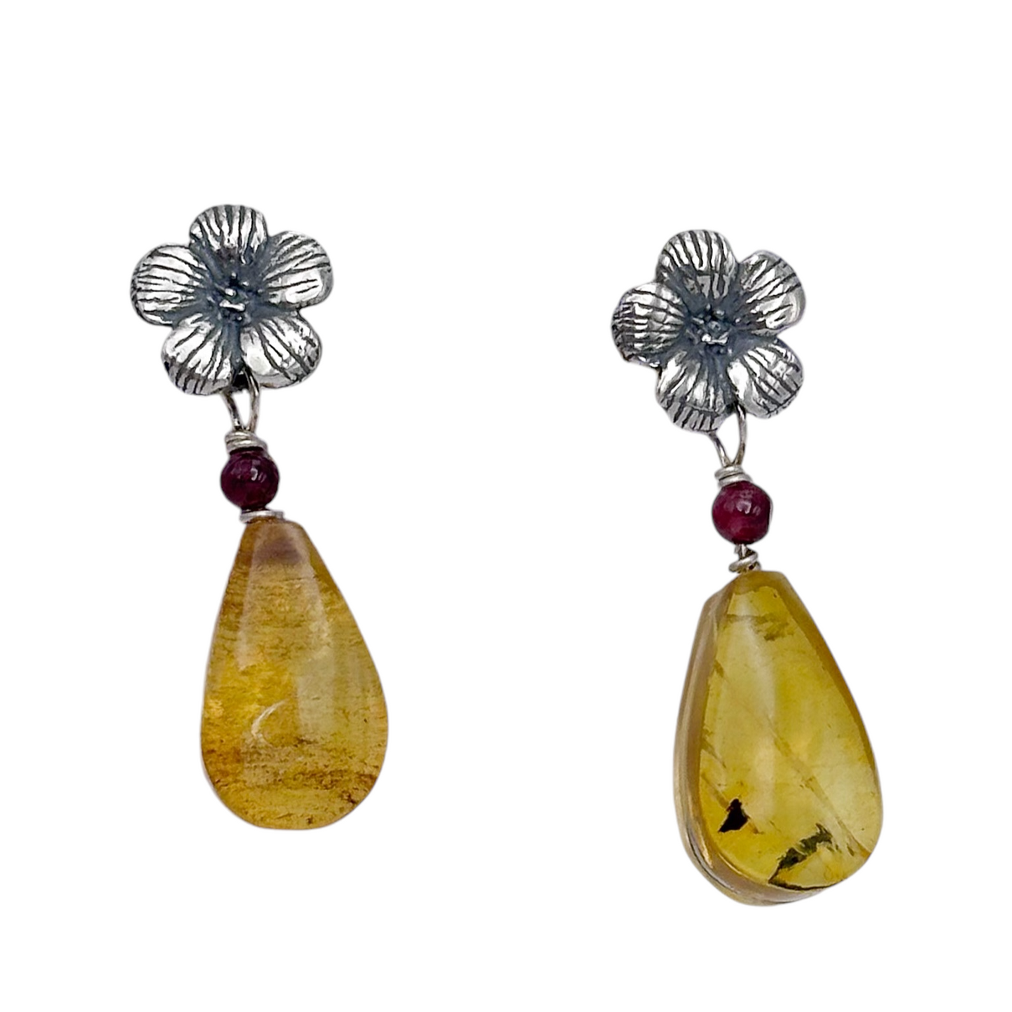 ARETE MARGARITAS CON AMBAR PLATA .925