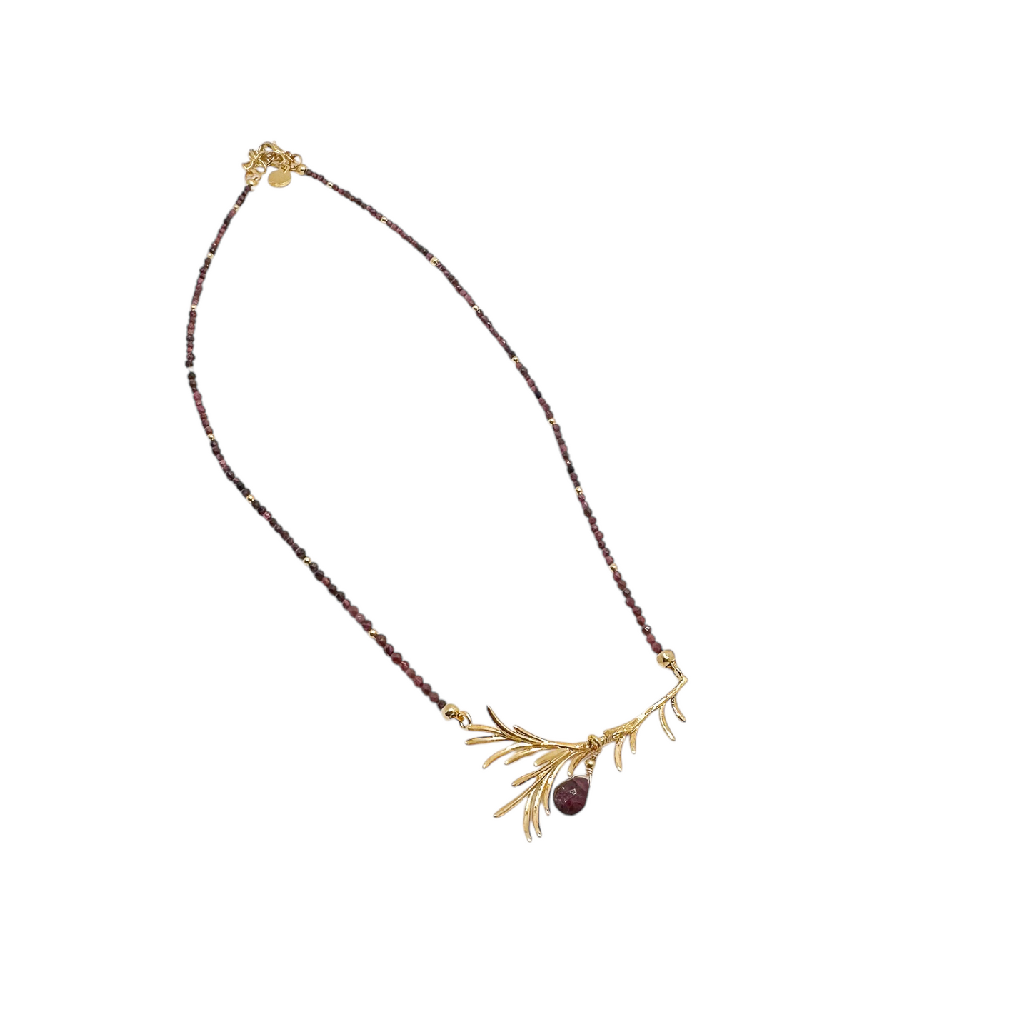 COLLAR RAMA PIEDRA GRANATE CADENA CHAPA