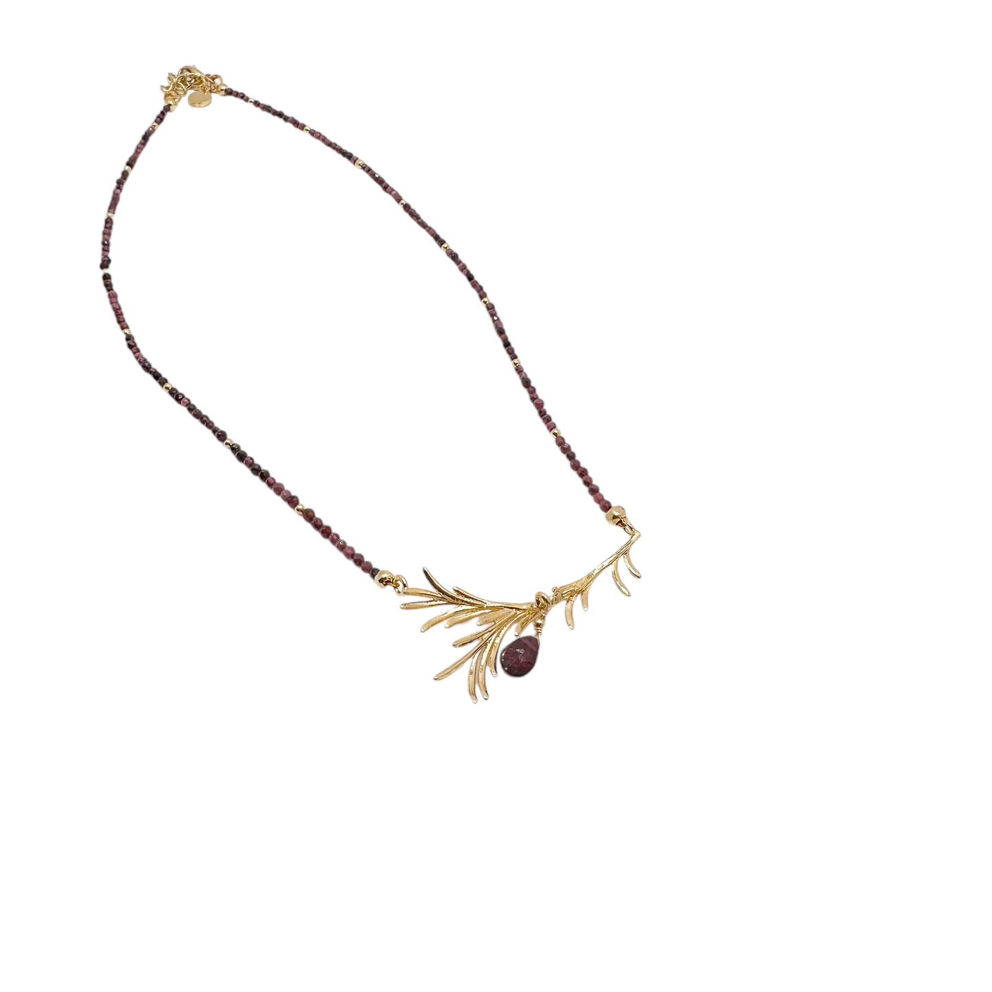 COLLAR RAMA PIEDRA GRANATE CADENA CHAPA