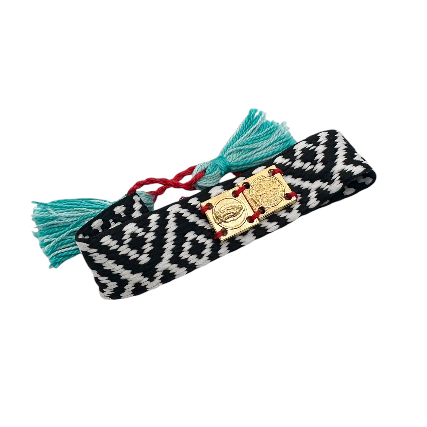 PULSERA TELAR MEDALLA SAN B CHAPA