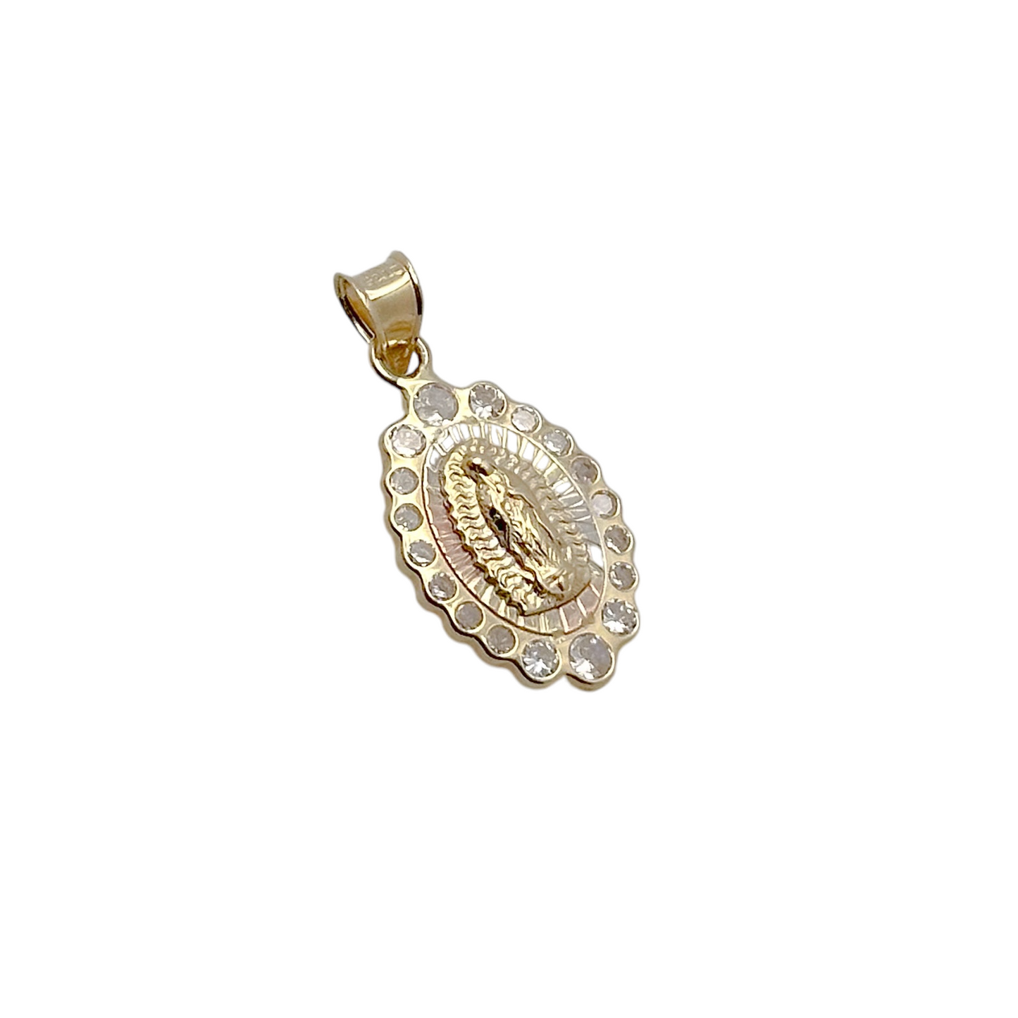 MEDALLA VIRGEN DE GUADALUPE ZIRCONIA ORO 10K
