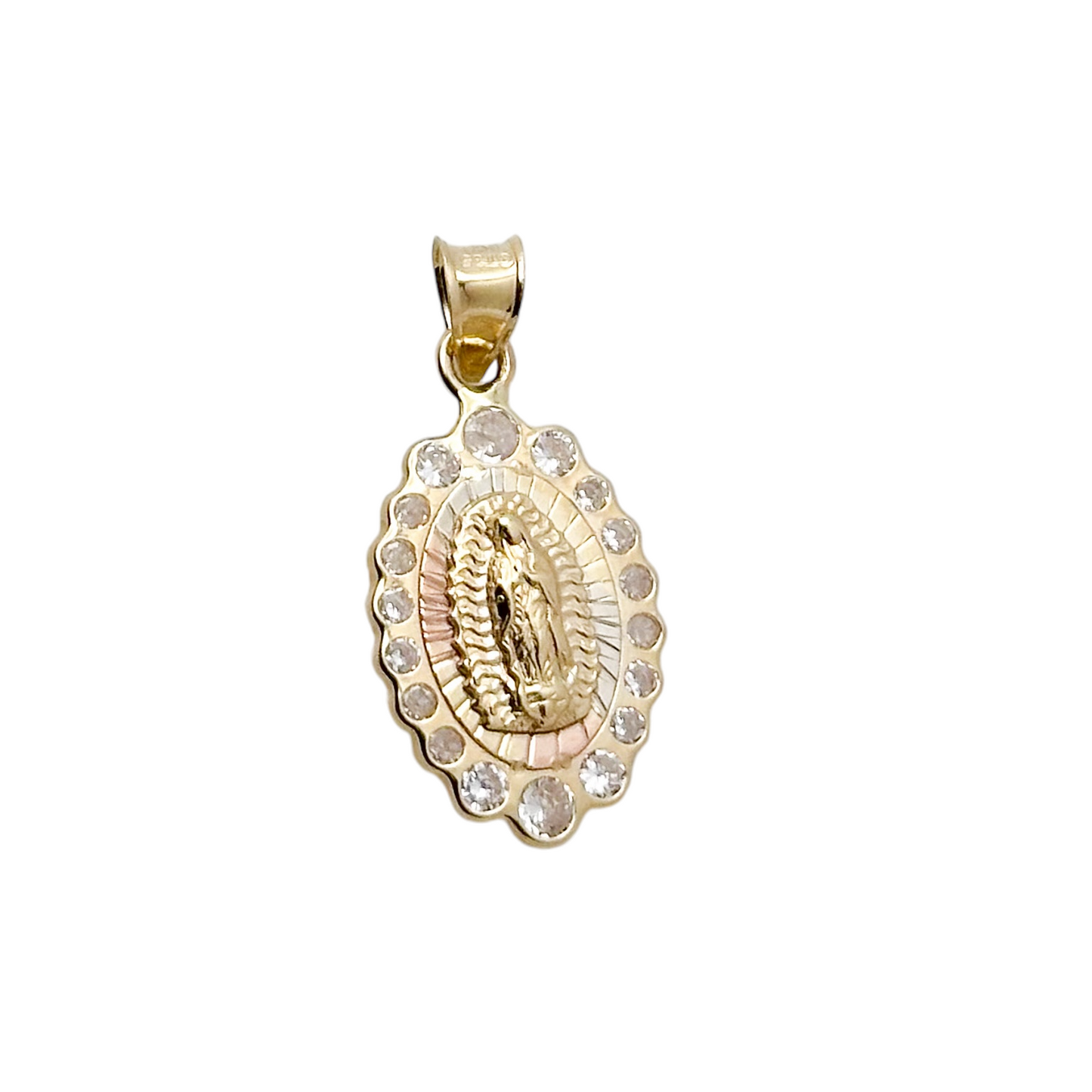 MEDALLA VIRGEN DE GUADALUPE ZIRCONIA ORO 10K