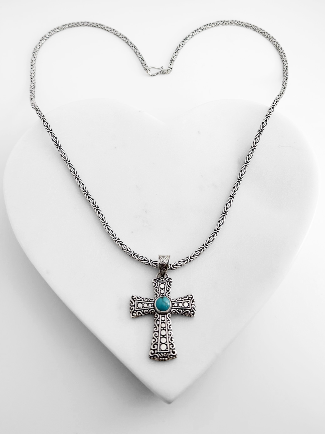 COLLAR CRUZ TURQUESA PLATA .925