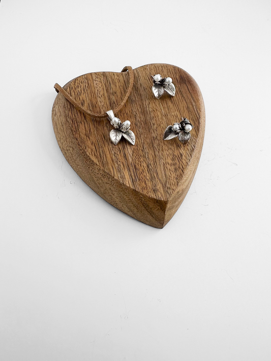 SET FLORES PERLA PLATA .925