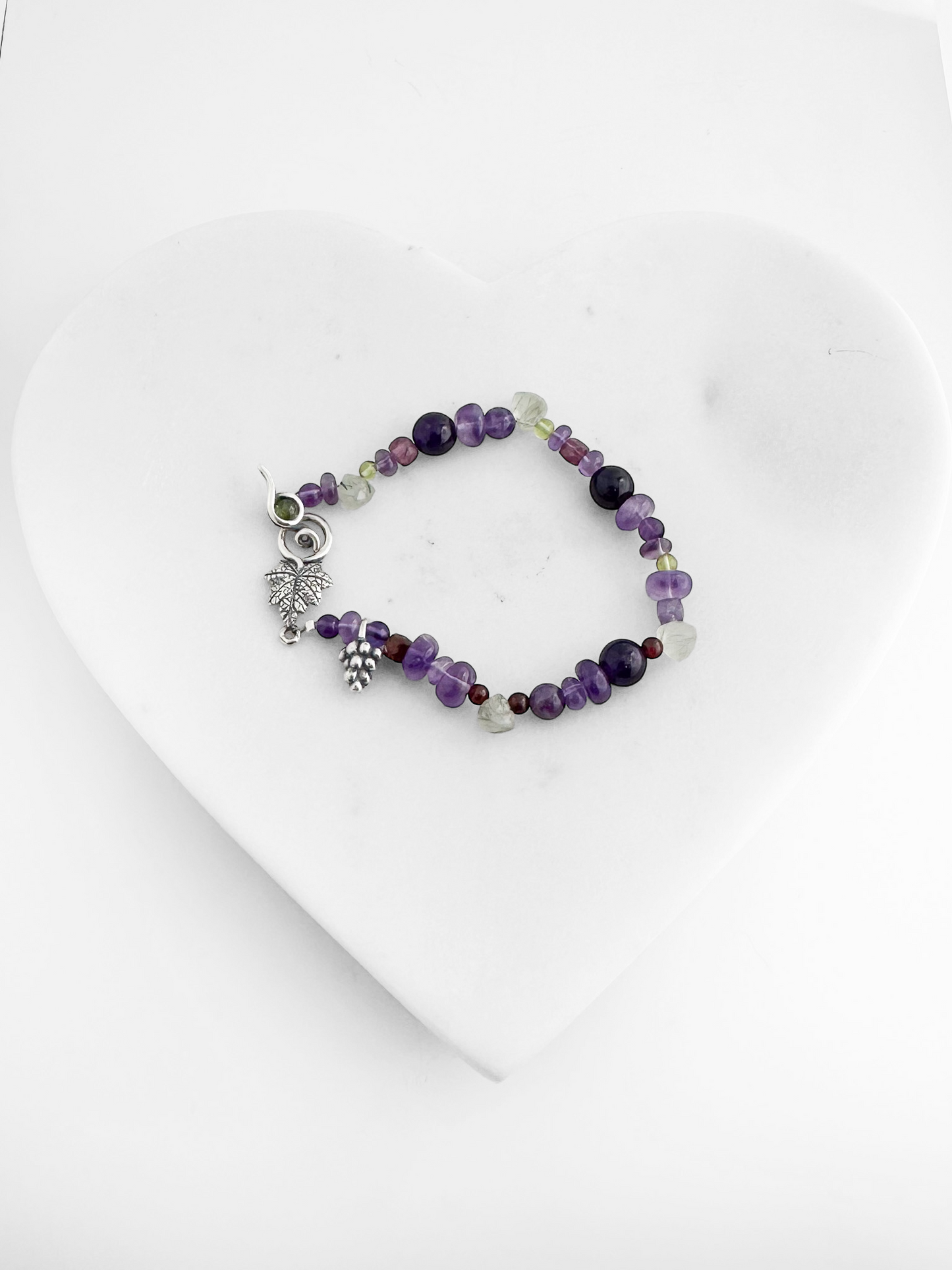 PULSERA UVAS PIEDRA NATURAL PLATA .925