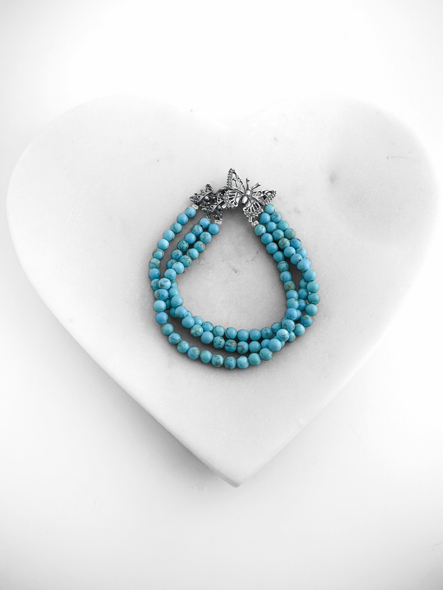 PULSERA MARIPOSAS TURQUESA  PLATA .925