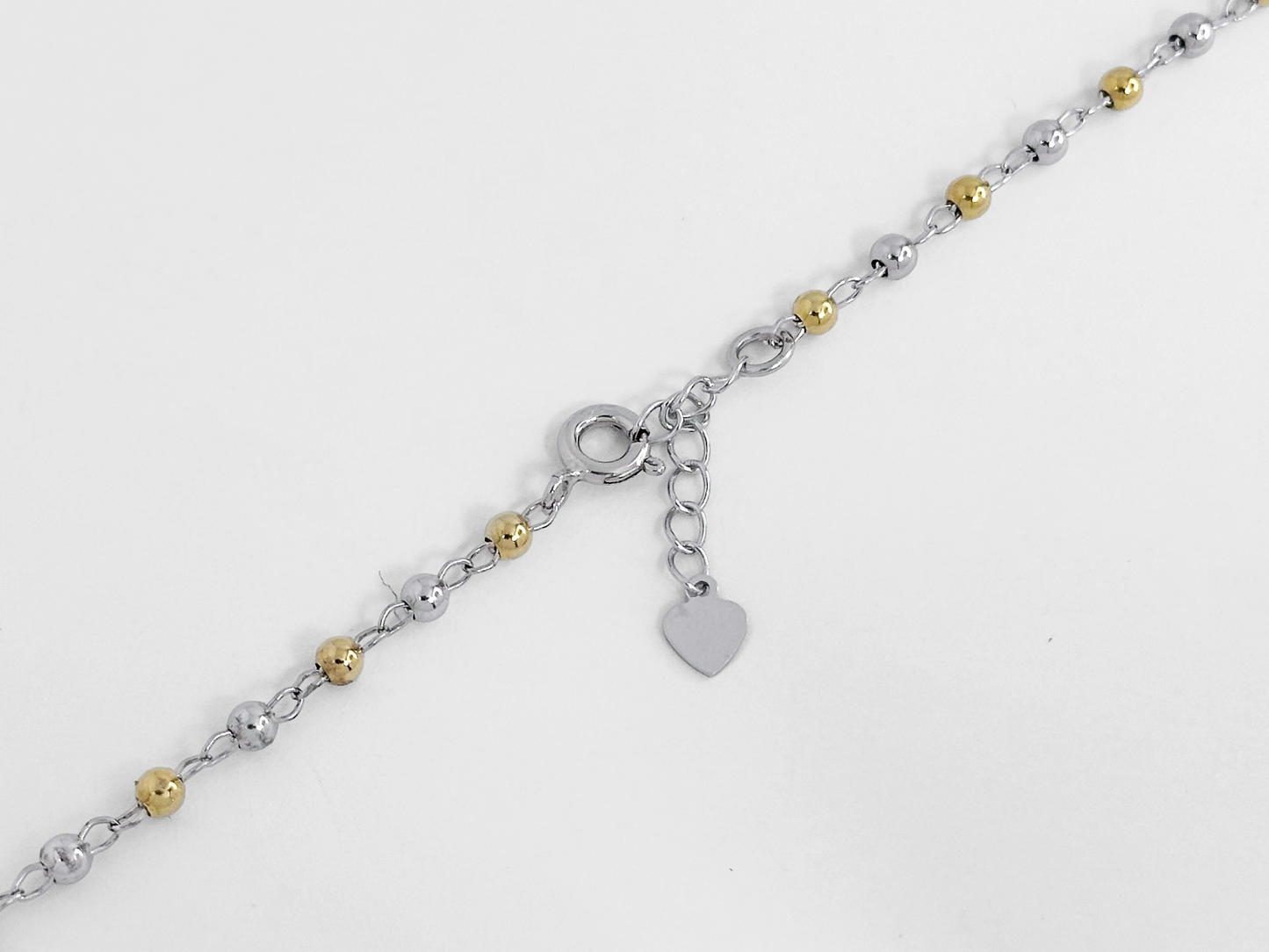 COLLAR VIRGEN DE GUADALUPE OVAL PERLA CADENA BOLA PLATA RODIO .925