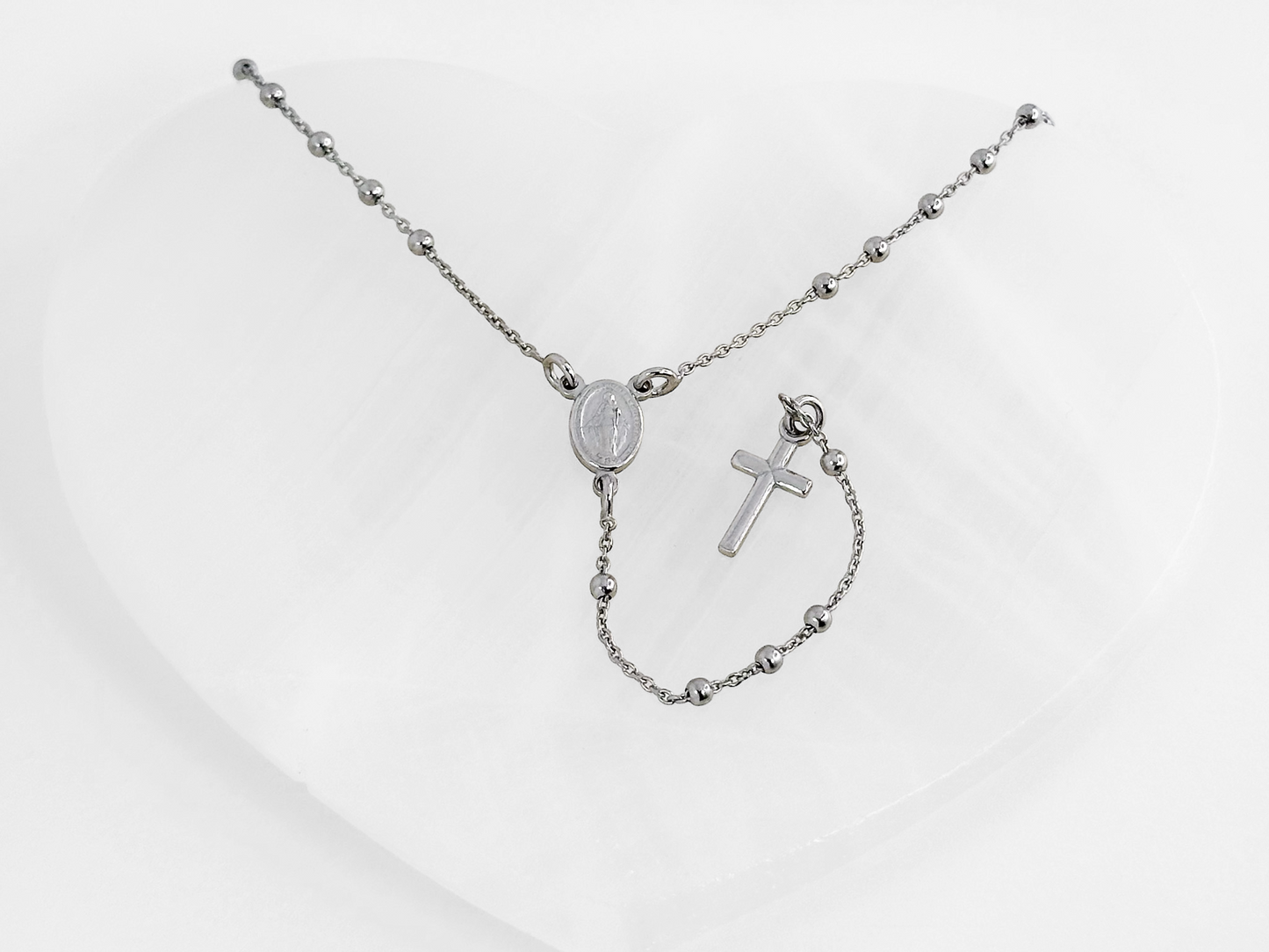 COLLAR ROSARIO PLATA RODIO .925
