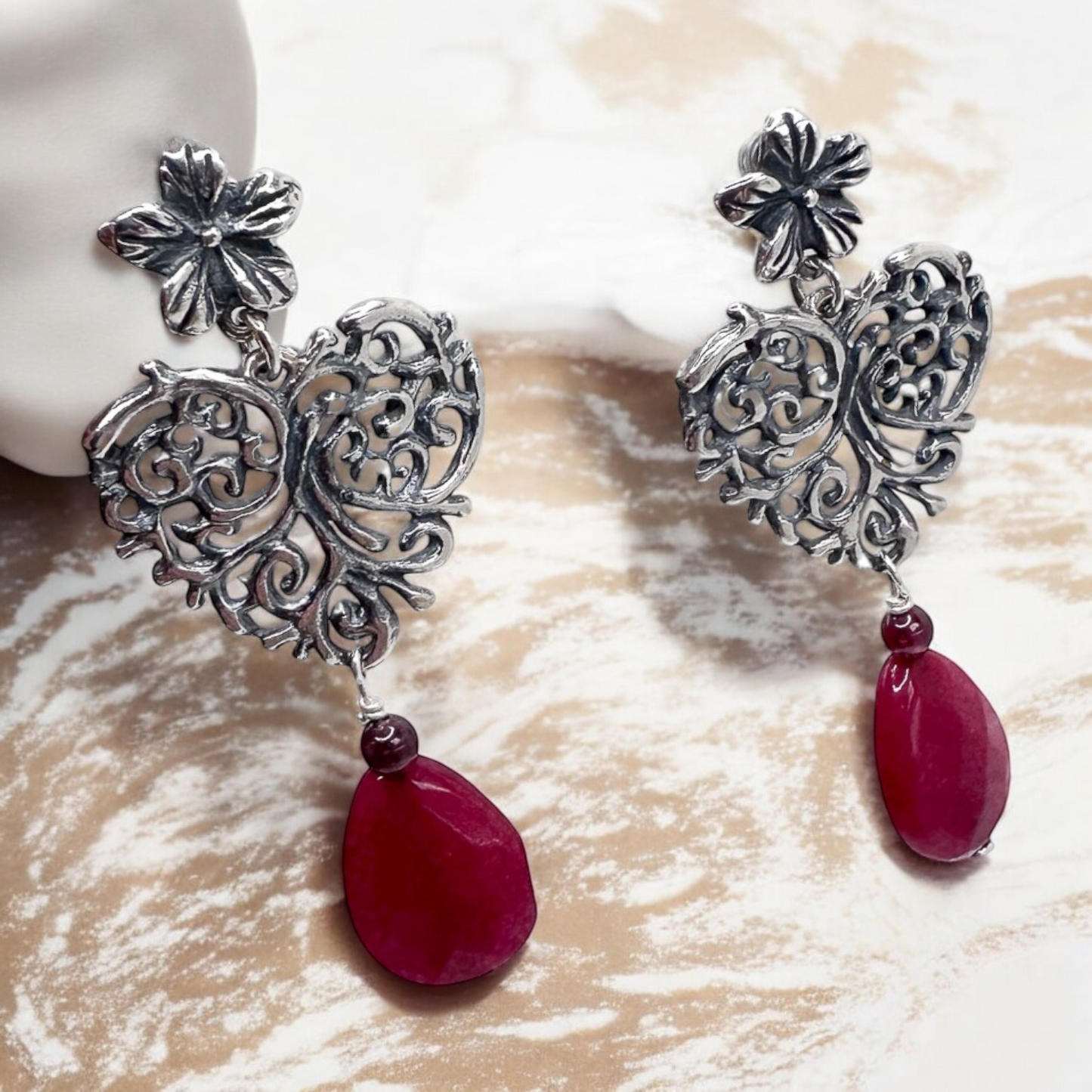 ARETE CORAZON GUIA AGATA PLATA .925