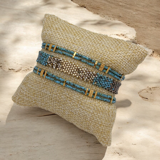 PULSERA CHAQUIRA  MINI PIXEL TEJIDO HUICHOL