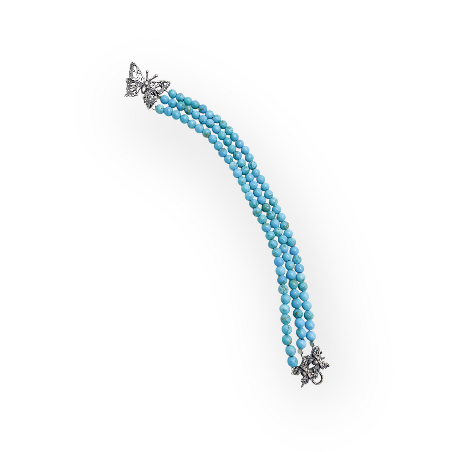 PULSERA MARIPOSAS TURQUESA  PLATA .925
