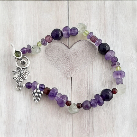 PULSERA UVAS PIEDRA NATURAL PLATA .925