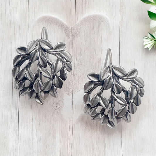 ARETE ARBOL HOJAS PLATA .925