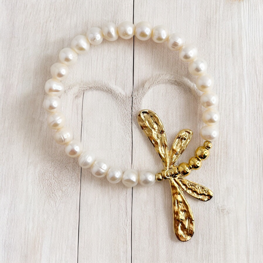 PULSERA LIBELULA PERLA CHAPA