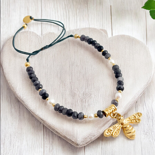 PULSERA ABEJA P.N. PERLA CHAPA