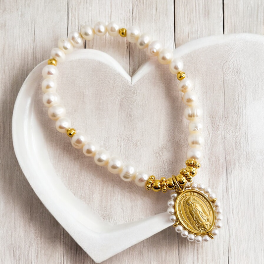PULSERA VIRGEN DE GUADALUPE PERLA CHAPA
