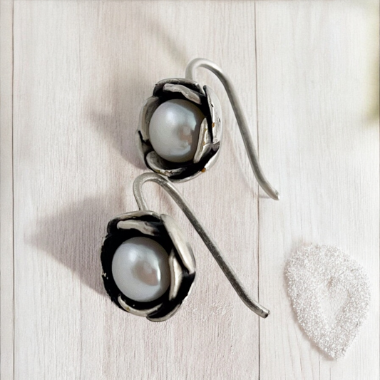 ARETE FLOR PERLA PLATA .925