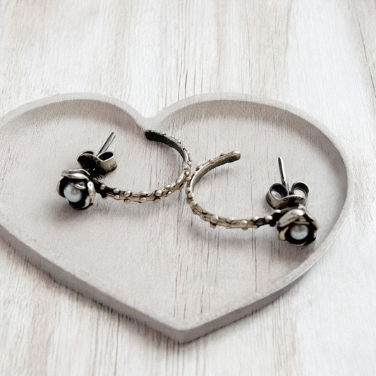 ARETE FLOR PERLA PLATA .925