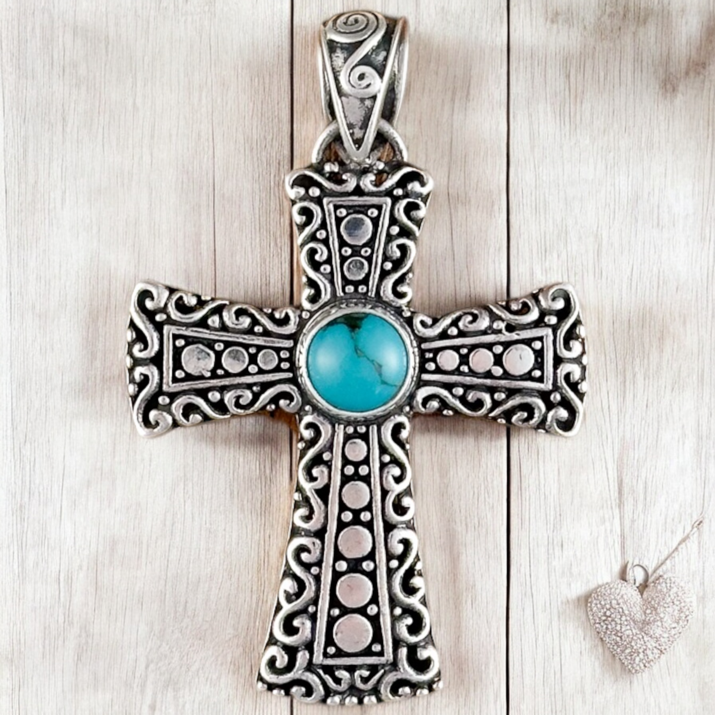 COLLAR CRUZ TURQUESA PLATA .925
