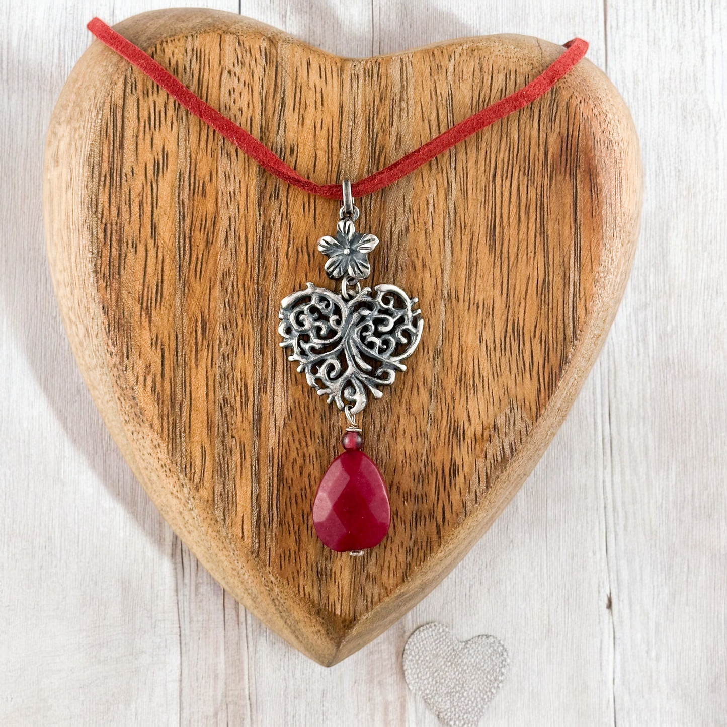 DIJE CORAZON GUIA PIEDRA AGATA PLATA .925