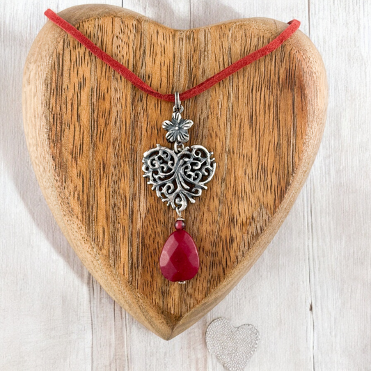 DIJE CORAZON GUIA PIEDRA AGATA PLATA .925