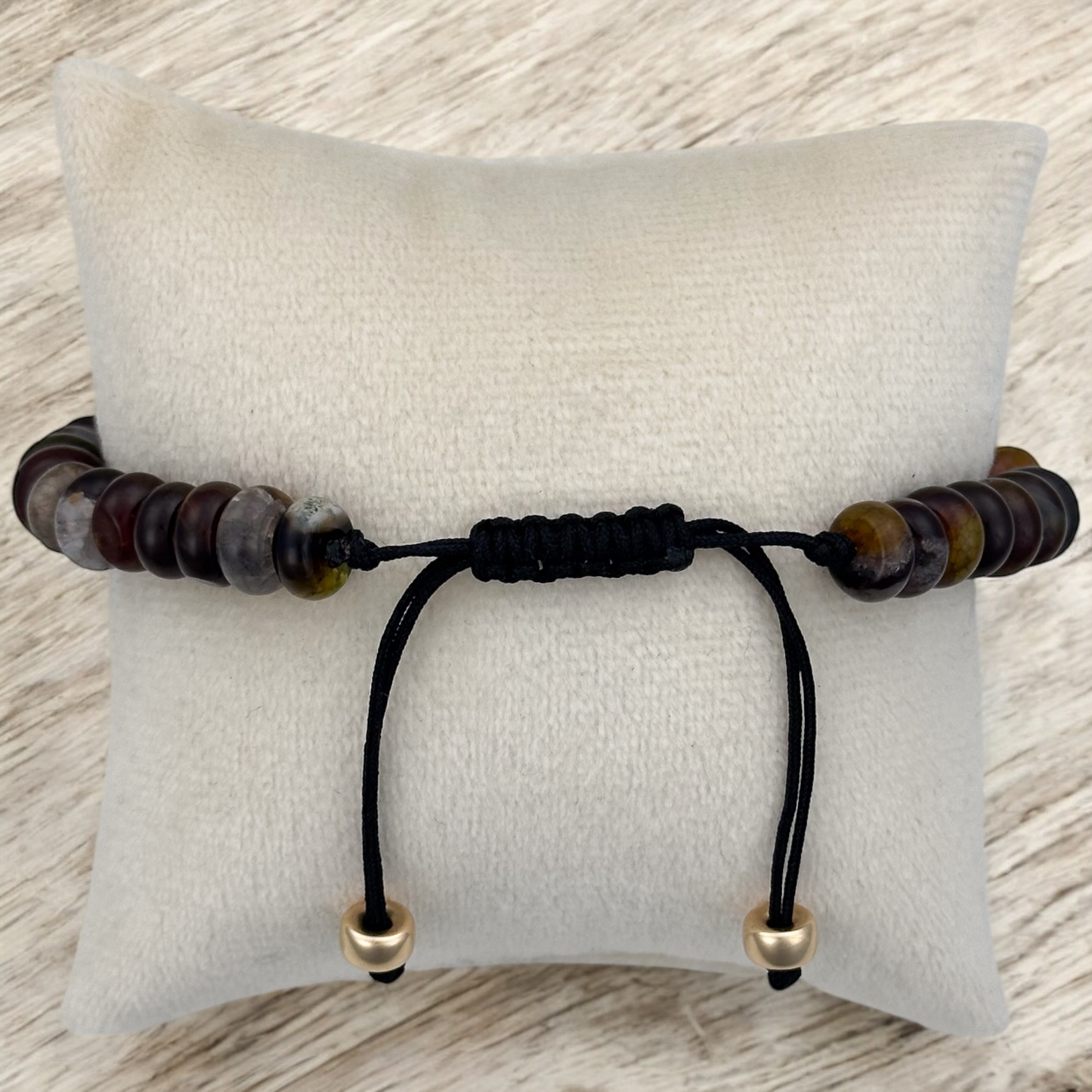 PULSERA MEDALLA SAN BENITO 3 ORO 10K PIEDRA NATURAL C BROCHE TEJIDO