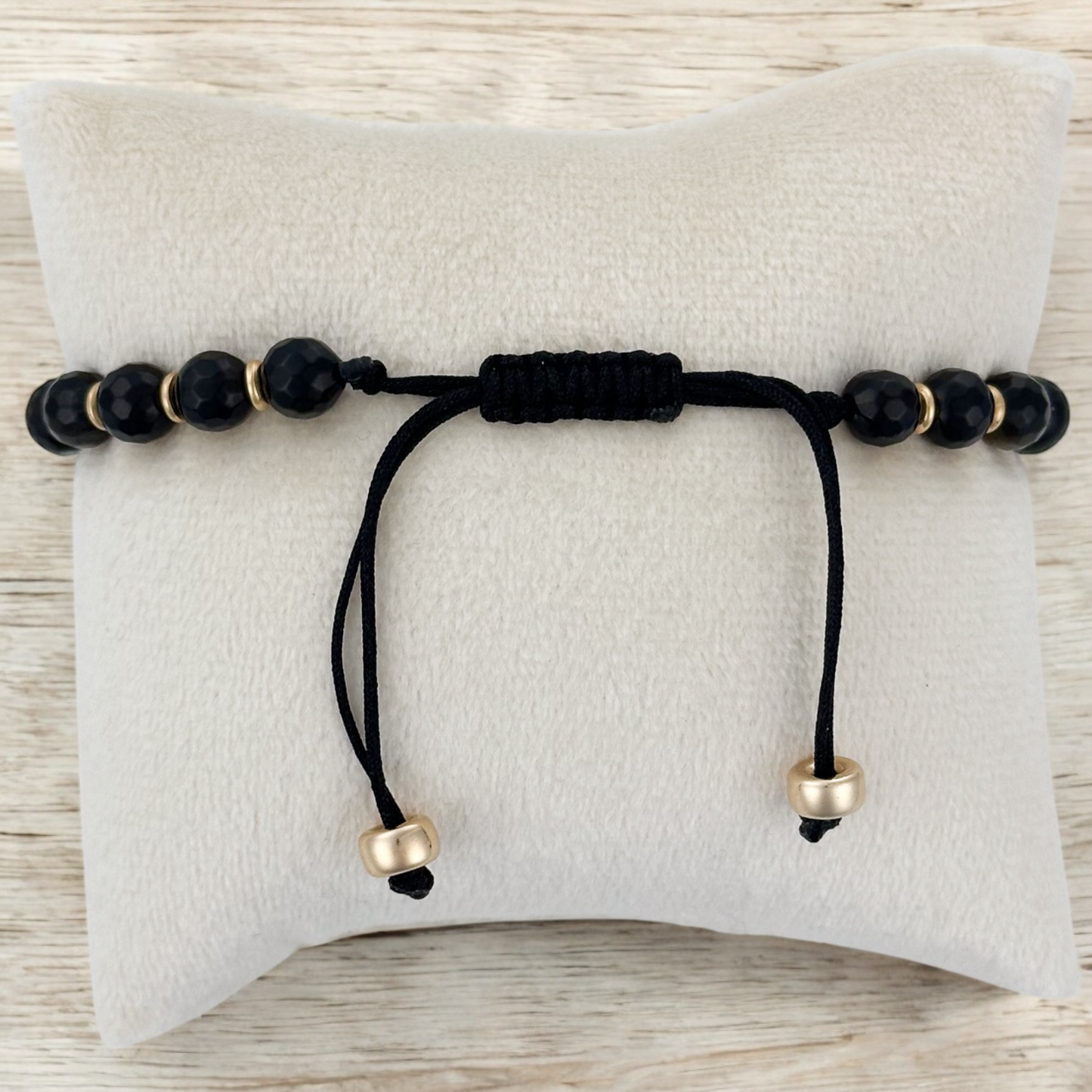 PULSERA MEDALLA SAN BENITO 3 ORO 10K PIEDRA N BROCHE TEJIDO