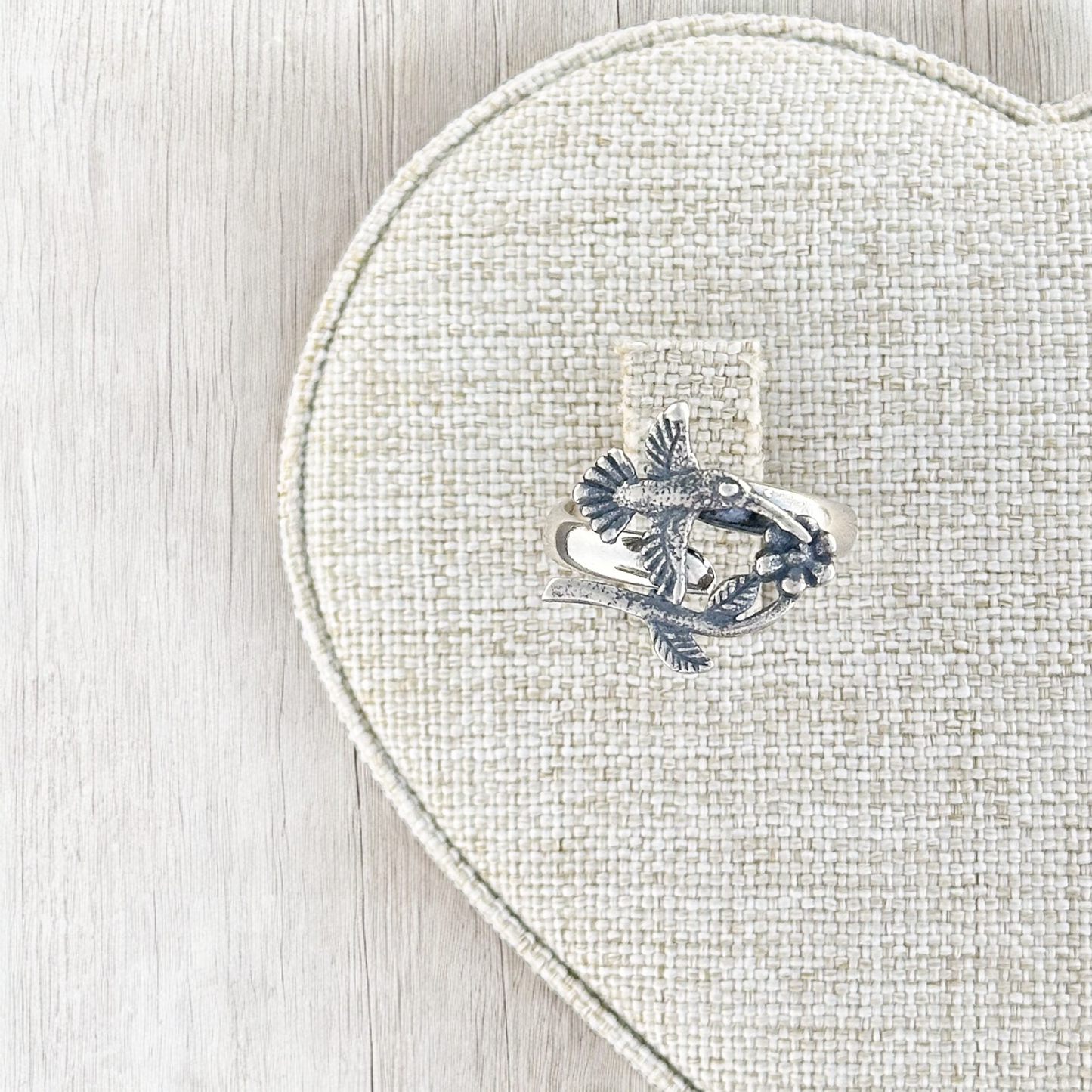 ANILLO COLIBRI FLOR PLATA .925