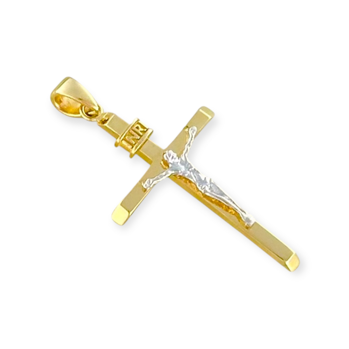 WHITE GOLD CHRIST PENDANT SMOOTH BAR 14K GOLD