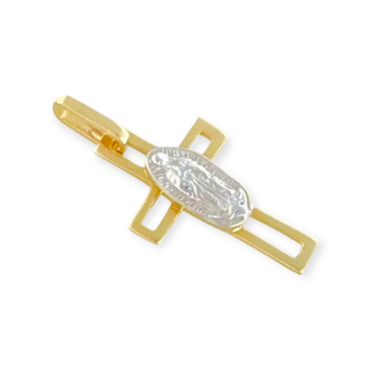 VIRGIN OF GUADALUPE CROSS PENDANT 14K GOLD