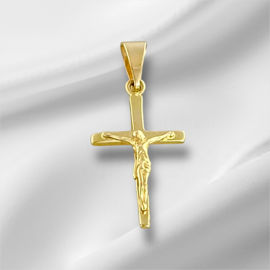 14K GOLD PLAIN BAR CHRIST PENDANT