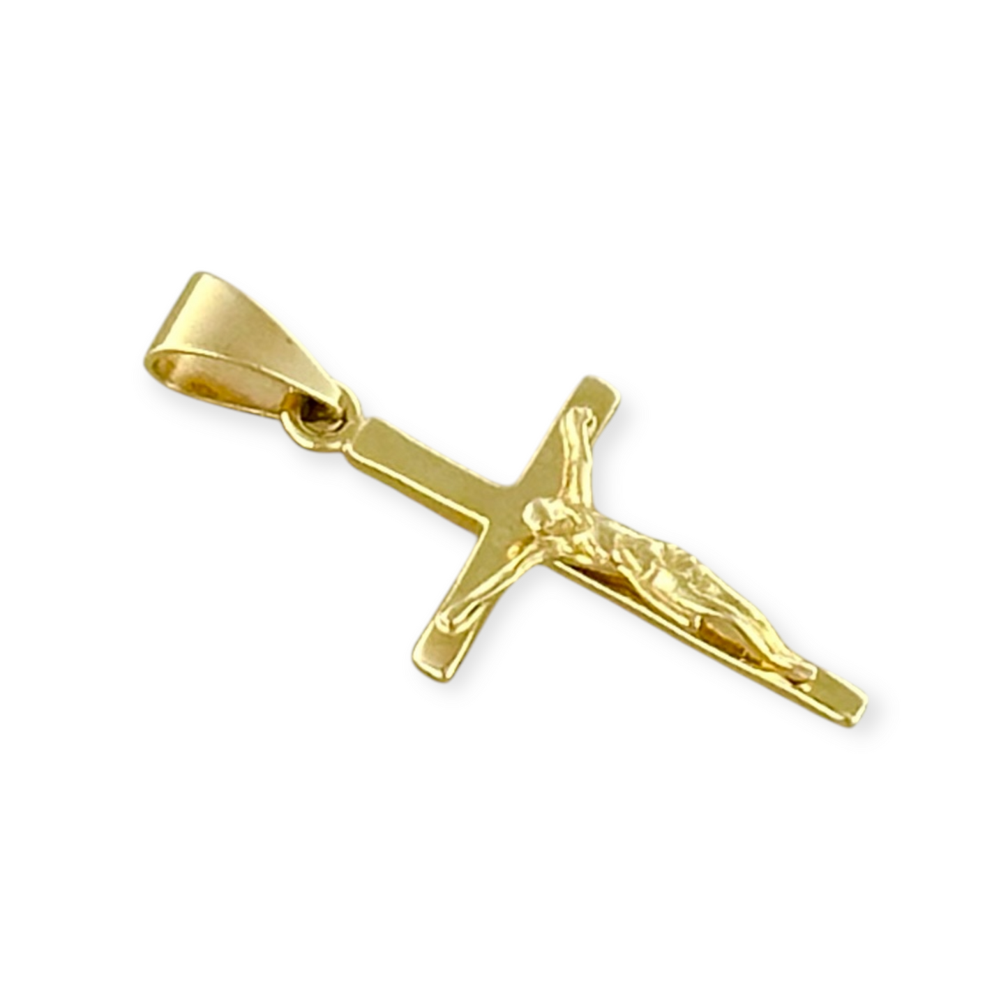 14K GOLD PLAIN BAR CHRIST PENDANT