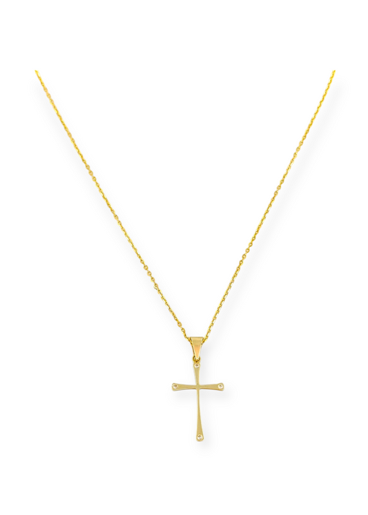 COLLAR CRUZ LISA ZIRCONIA ORO 14K