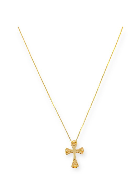 COLLAR CRUZ CALADA ORO 14K