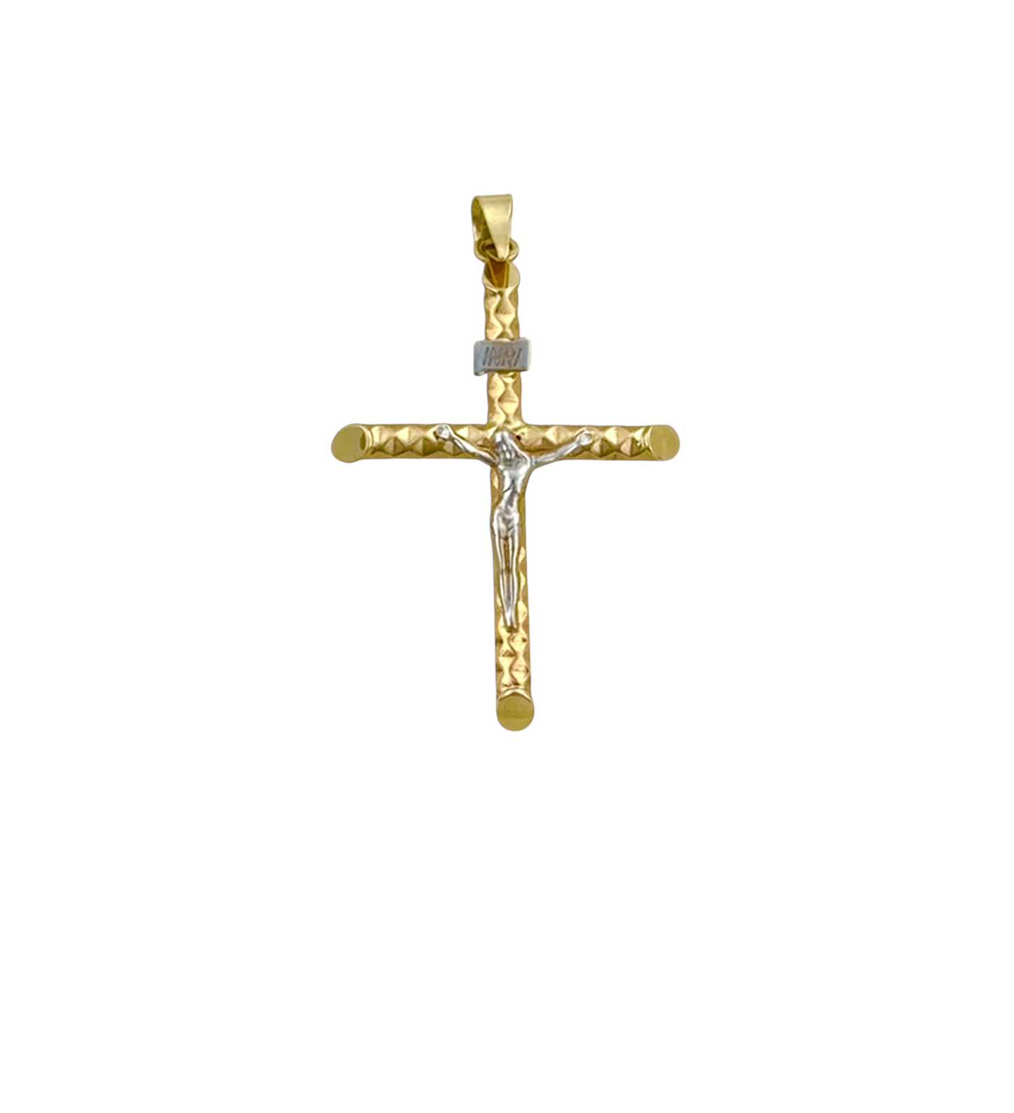 10K GOLD DIAMOND CROSS CHRIST PENDANT