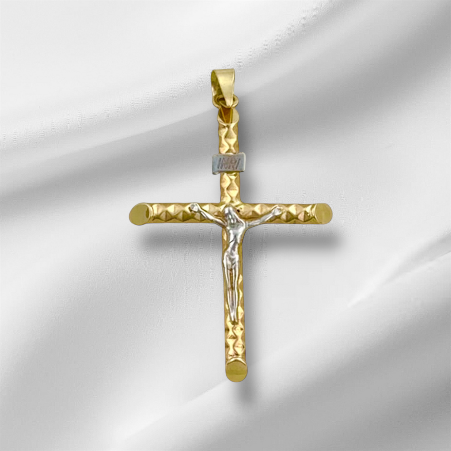 10K GOLD DIAMOND CROSS CHRIST PENDANT
