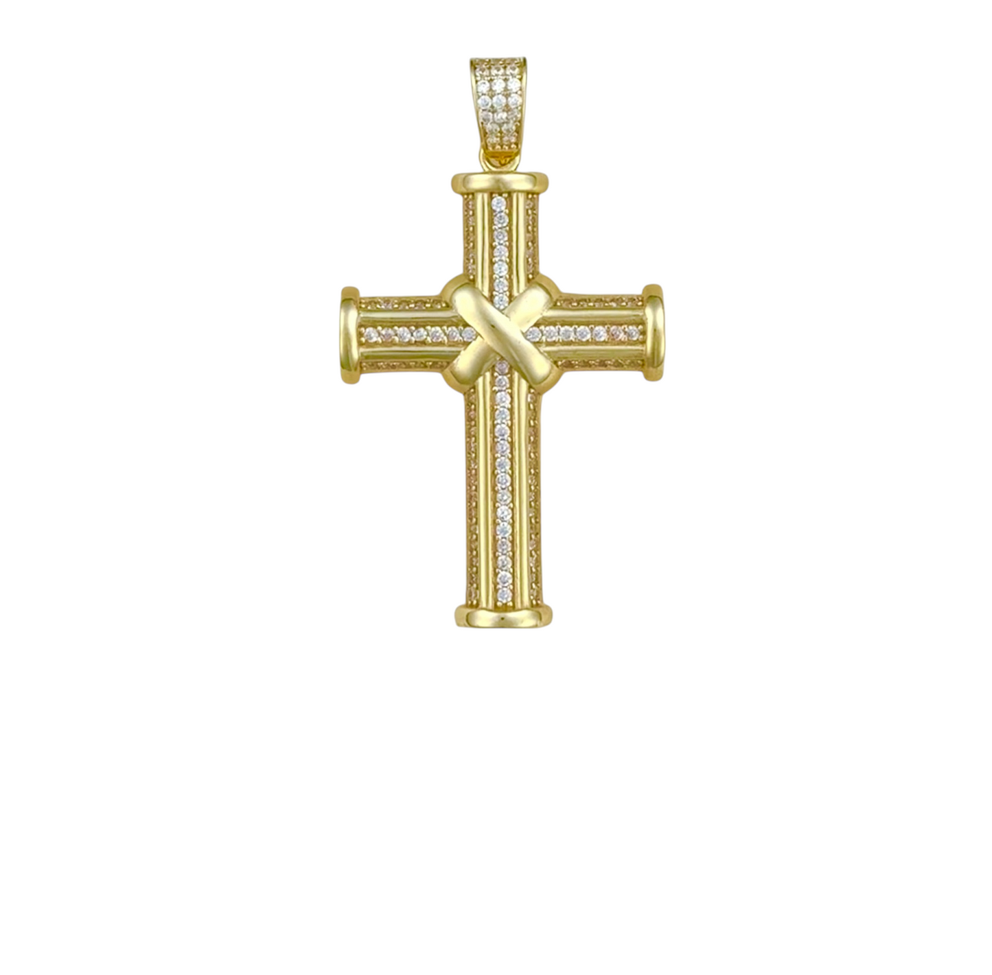 CROSS PENDANT MANTO ZIRCONIA 10K GOLD