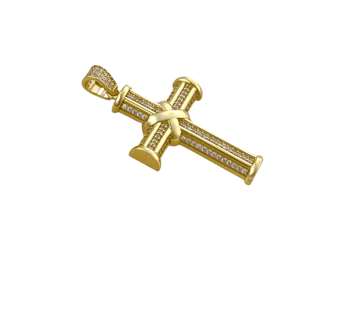CROSS PENDANT MANTO ZIRCONIA 10K GOLD