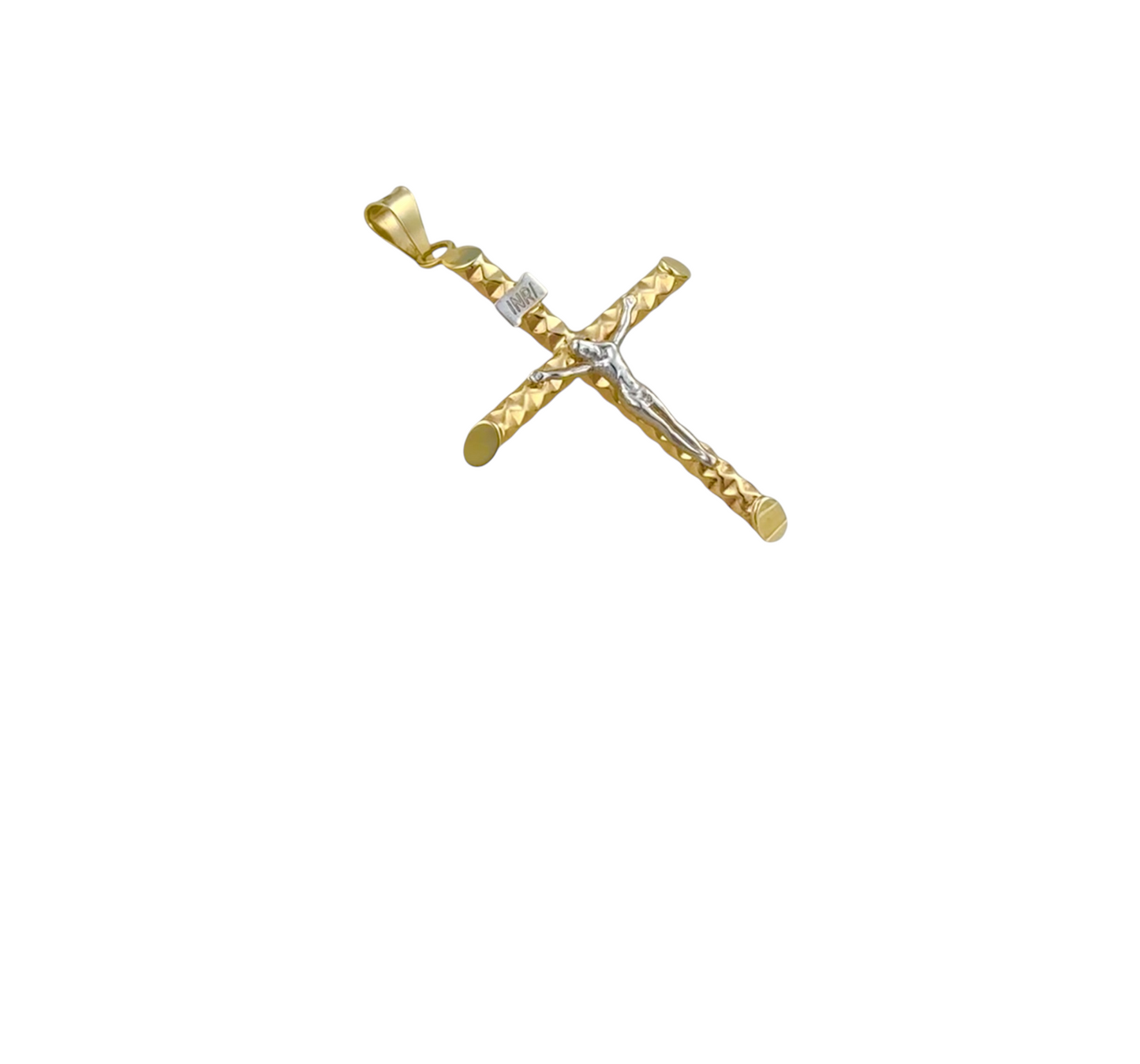 10K GOLD DIAMOND CROSS CHRIST PENDANT