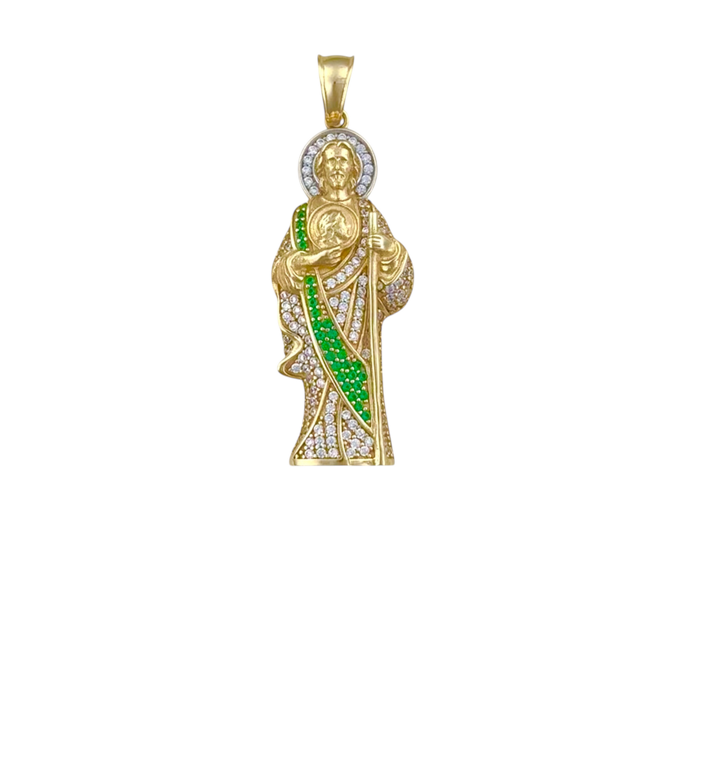 SAINT JUDE THADEO MANTLE ZIRCONIAS 10K GOLD PENDANT