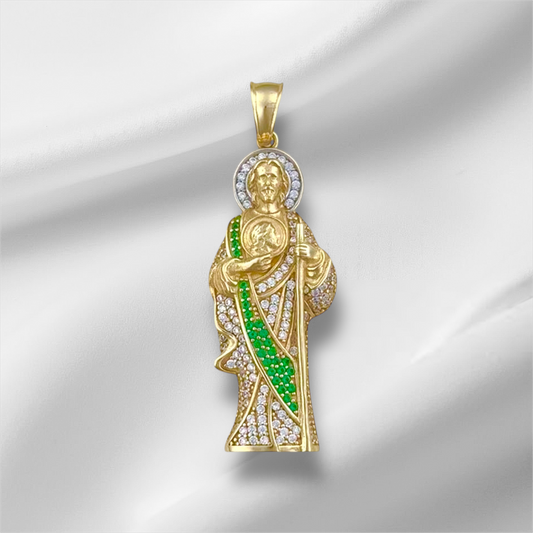 SAINT JUDE THADEO MANTLE ZIRCONIAS 10K GOLD PENDANT