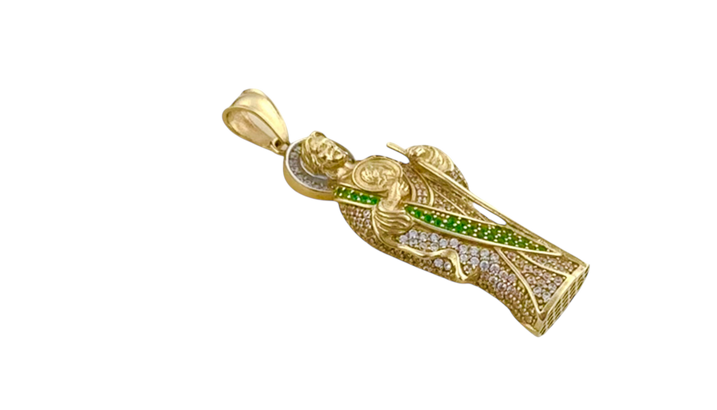 SAINT JUDE THADEO MANTLE ZIRCONIAS 10K GOLD PENDANT