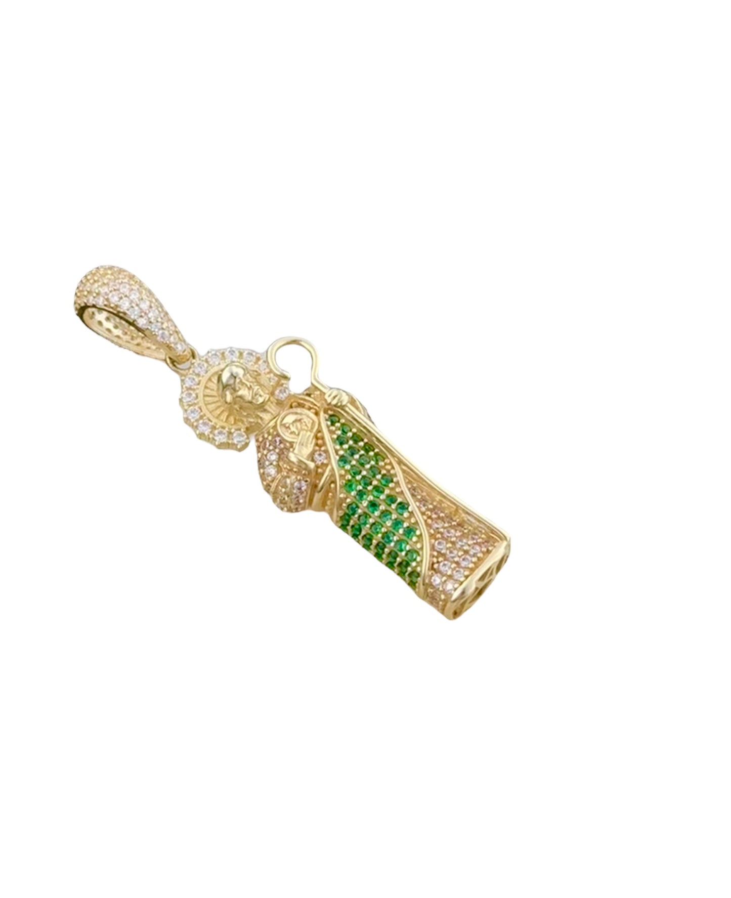 SAN JUDAS TADEO MANTO ZIRCONIA 10K GOLD PENDANT