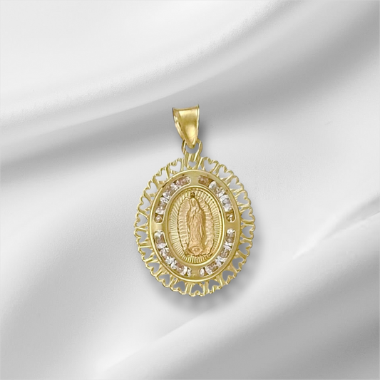 MEDALLA VIRGEN DE GUADALUPE OVAL  B CORAZON ORO 10K