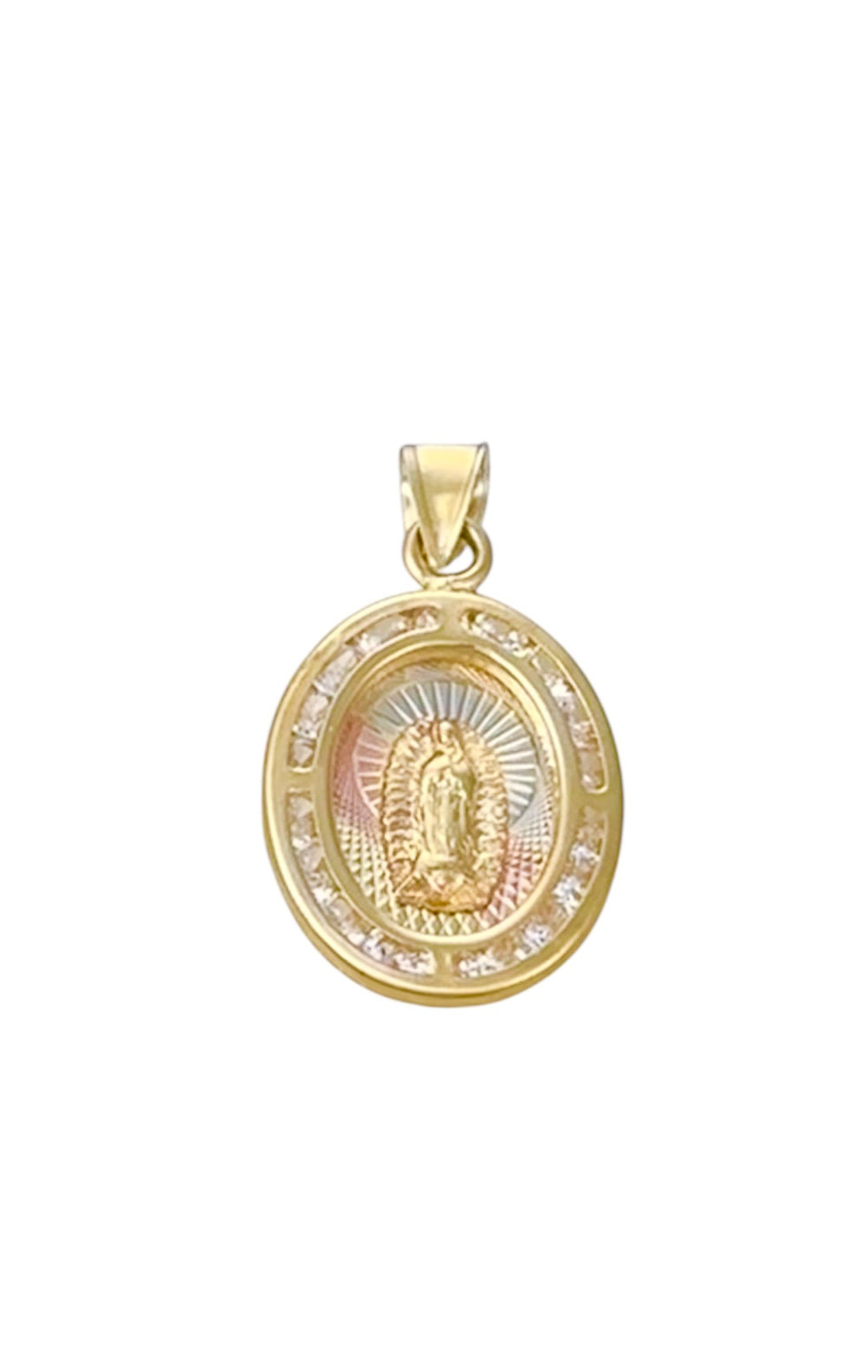 MEDALLA VIRGEN DE GUADALUPE OVAL DIAM  ZIRCONIA 10K