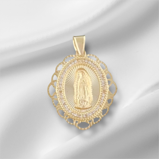 MEDALLA VIRGEN DE GUADALUPE BISEL ONDAS ORO 10K