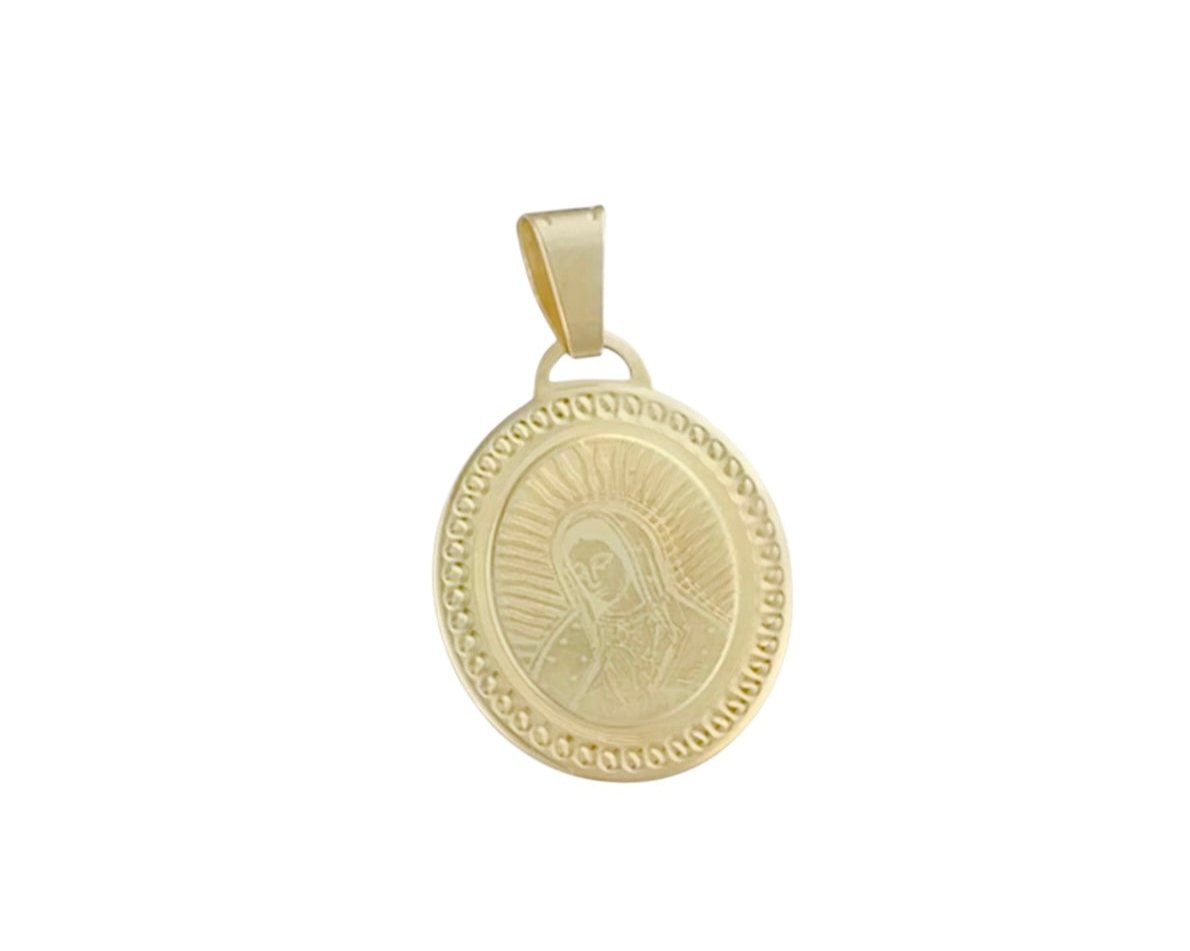MEDALLA VIRGEN DE GUADALUPE OVAL LASER ORO 10K *