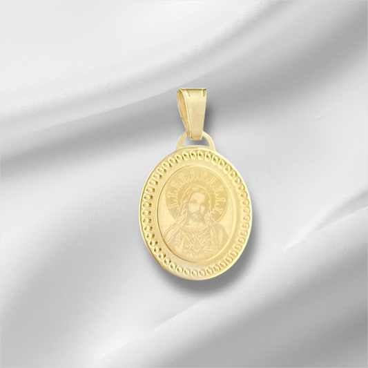 MEDALLA SAGRADO CORAZON  OVAL LASER ORO 10K