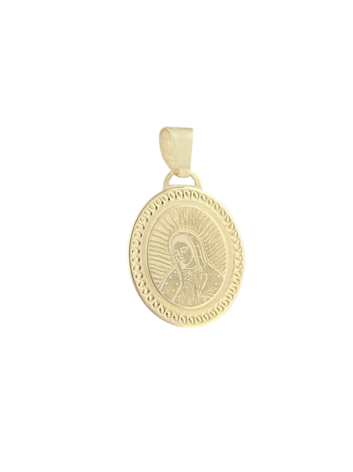MEDALLA VIRGEN DE GUADALUPE OVAL LASER ORO 10K *
