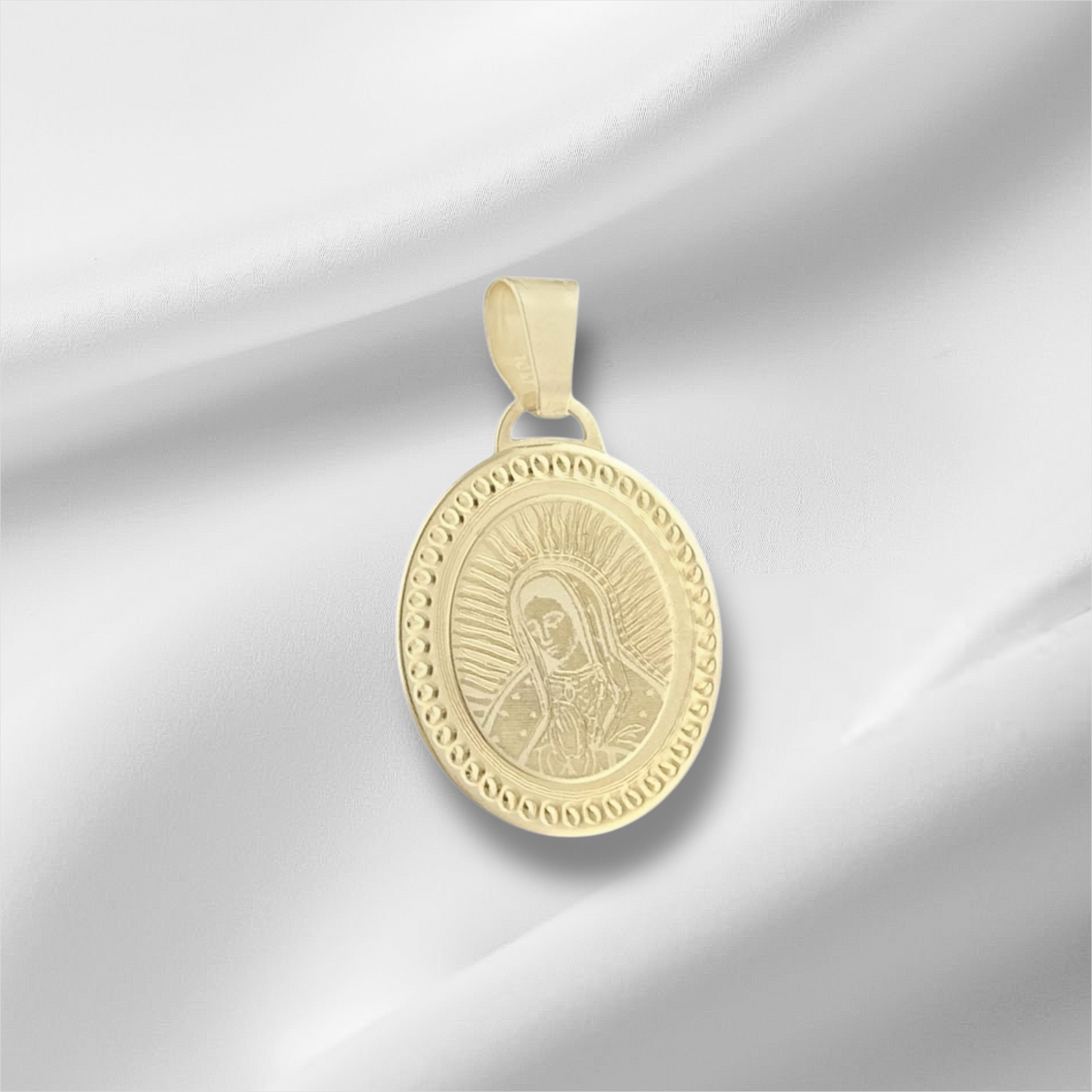 MEDALLA VIRGEN DE GUADALUPE OVAL LASER ORO 10K *